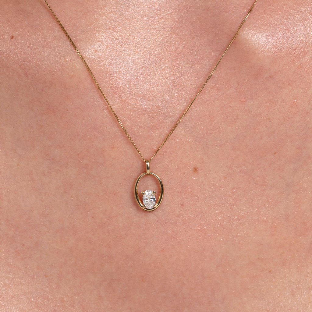 RENEE | Oval Lab Grown Diamond Necklace in 9ct Gold