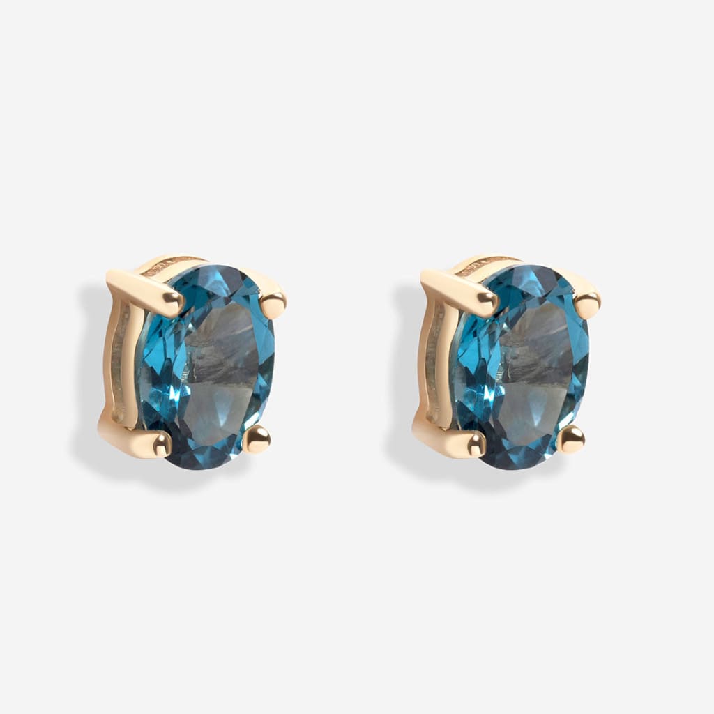 Rhine | London Blue Topaz Earrings in 9ct Gold