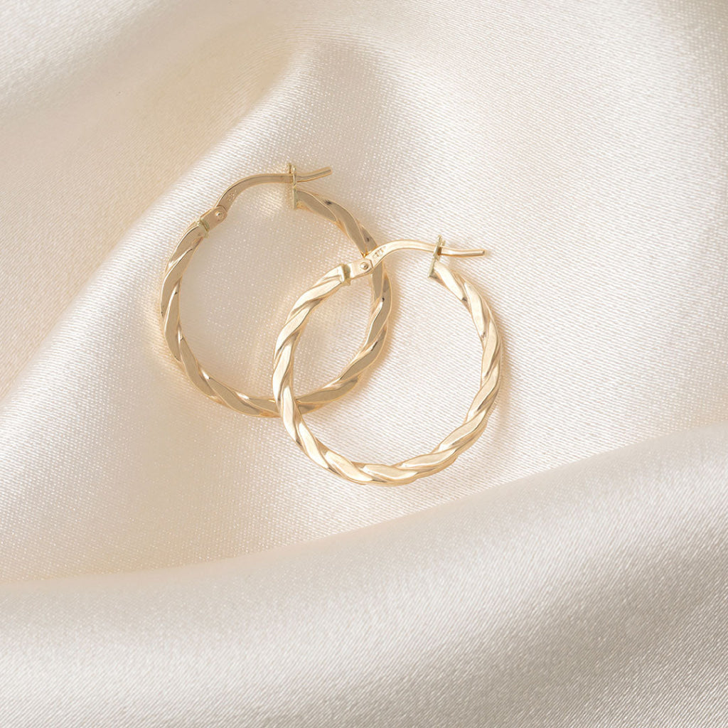 Ribbon Hoop Earrings - 20mm | 9ct Gold