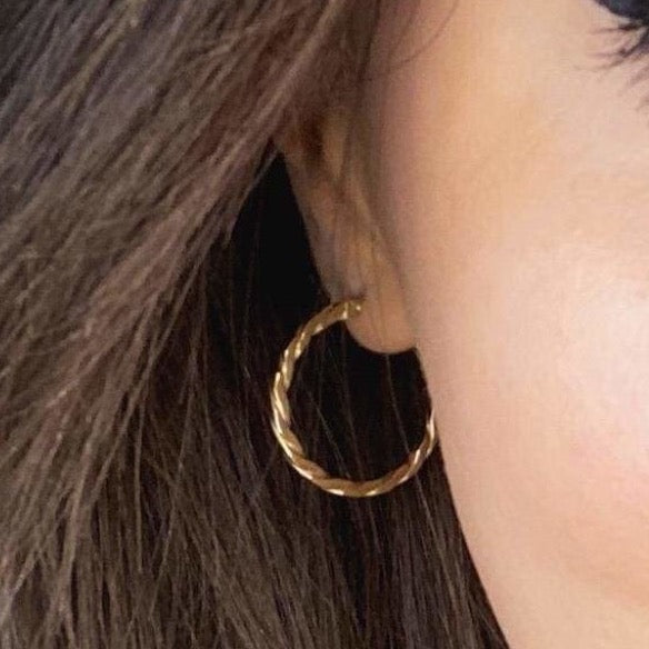 Plaited Hoop Earrings - 20mm | 9ct Gold - Earrings