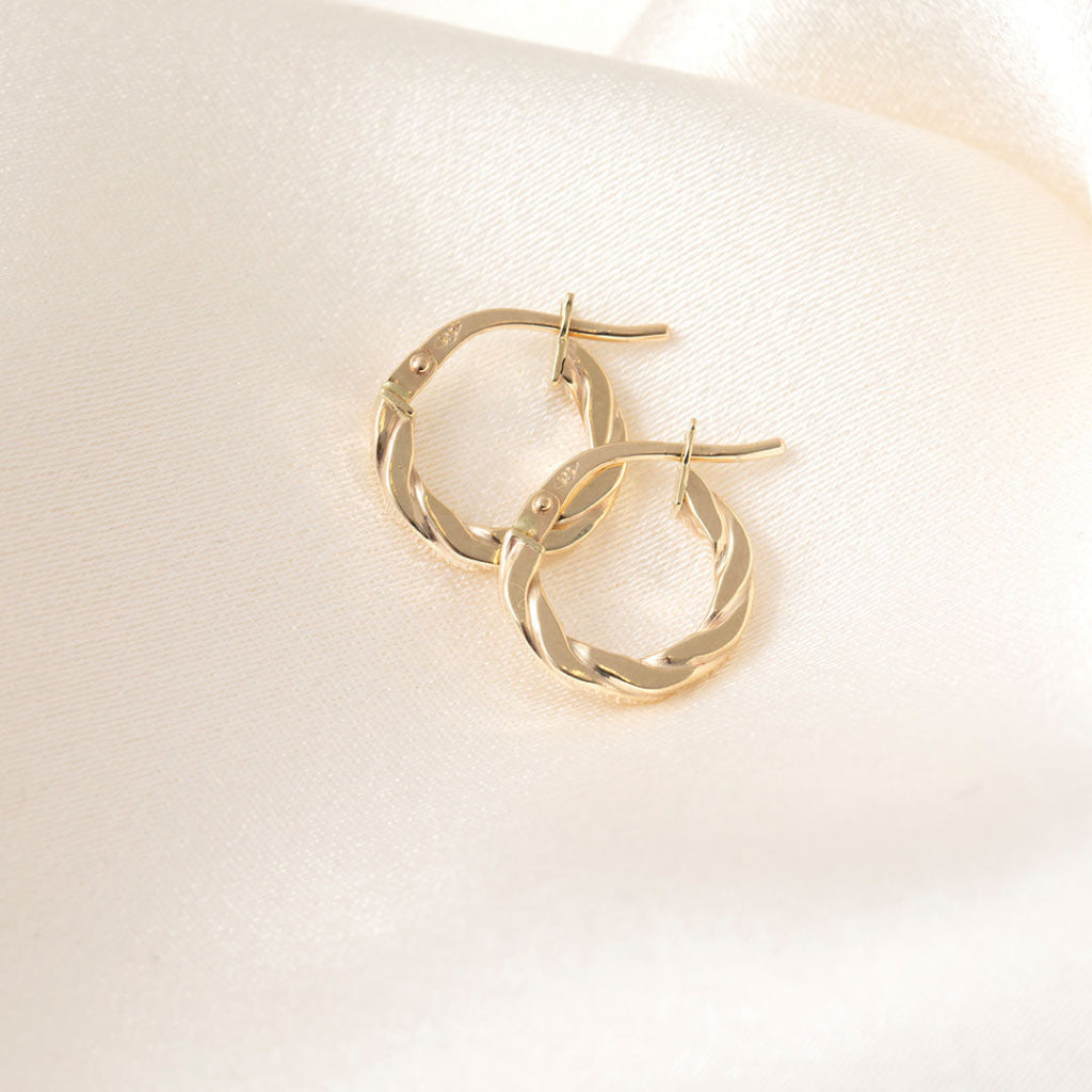 Ribbon Hoop Earrings - 8mm | 9ct Gold