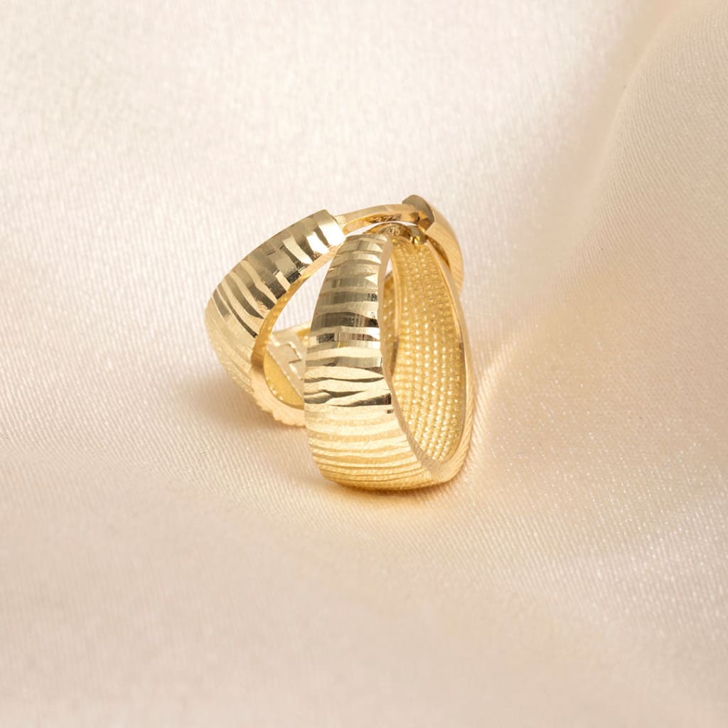 Ripple Hoop Earrings - 10mm | 9ct Gold - Earrings