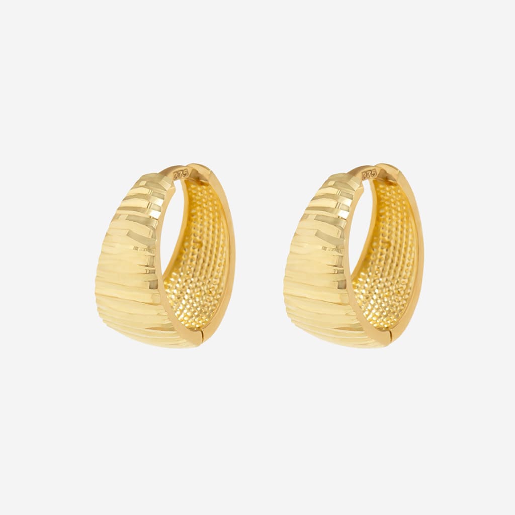 Ripple Hoop Earrings - 10mm | 9ct Gold - Earrings