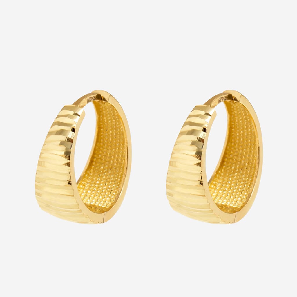 Ripple Hoop Earrings - 12mm | 9ct Gold - Earrings