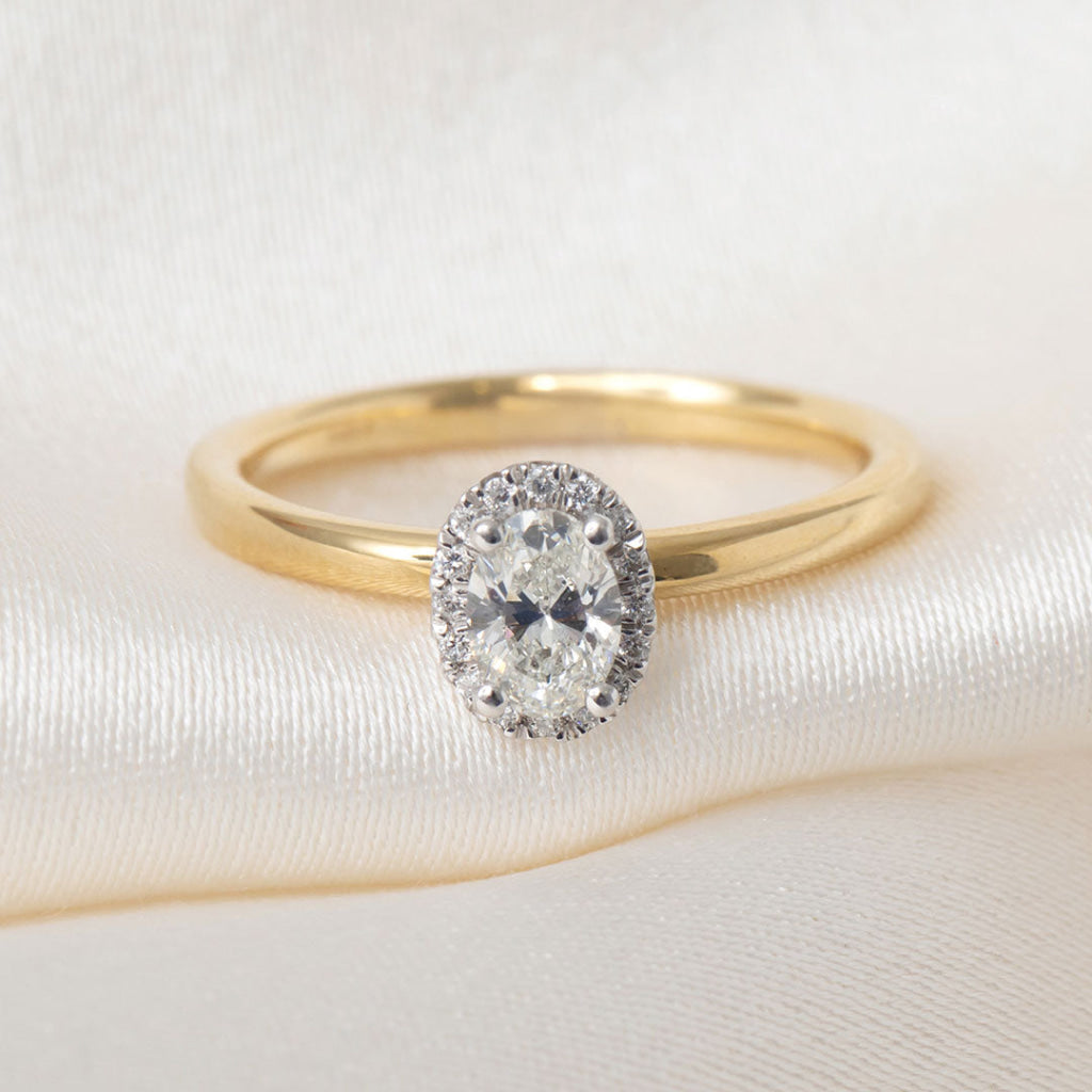 RIVA 0.45ct | Oval Halo Diamond Engagement Ring in 18ct