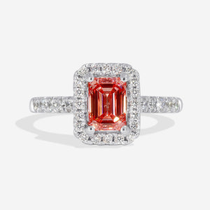 ROMANCE 1.37ct | Emerald Cut Pink Lab Grown Diamond Engagement Ring in Platinum