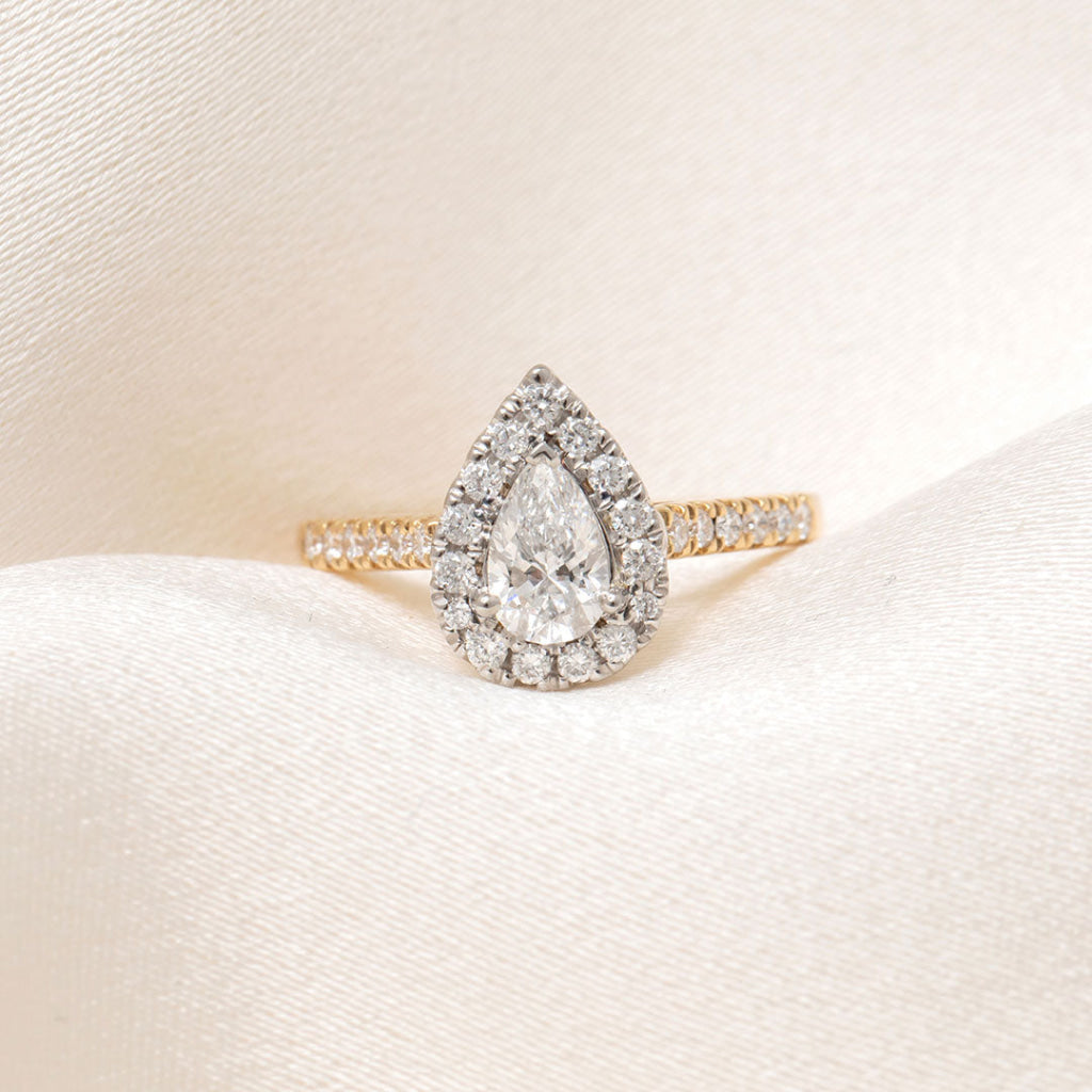 ROMI | Pear Halo Lab Diamond Set in 18ct Gold 0.80ct - Rings