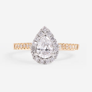ROMI 0.85ct | Pear Halo Lab Grown Diamond Engagement Ring in 18ct Gold