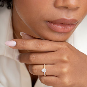 ROOK 0.65ct | Oval Halo Natural Diamond Engagement Ring in 18ct Gold
