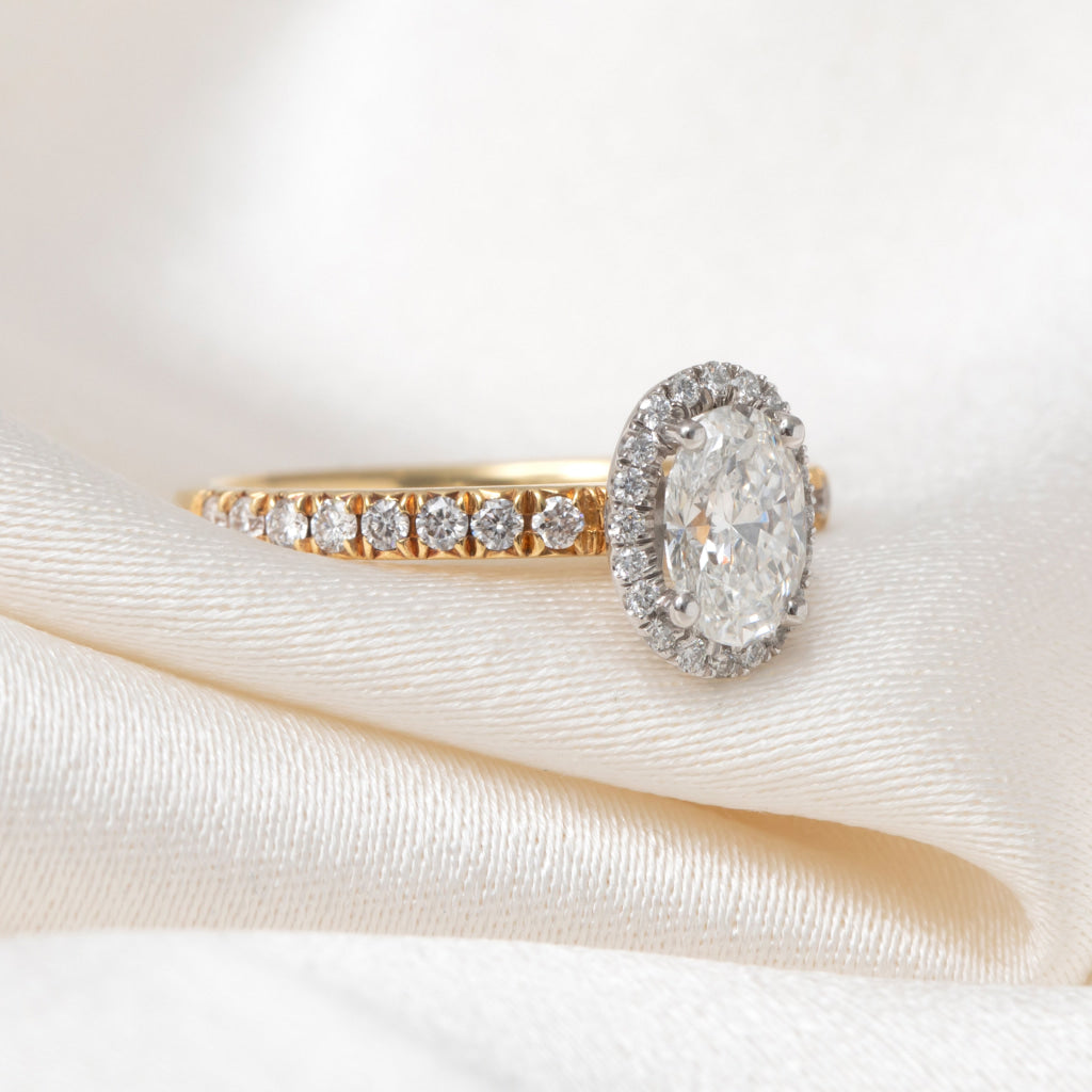 ROOK 0.65ct | Oval Halo Diamond Engagement Ring in 18ct
