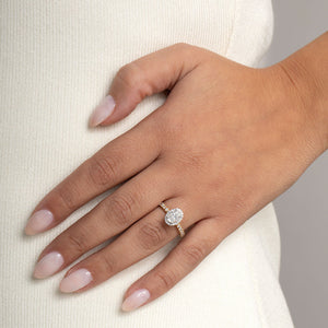 ROOK 1.04ct | Oval Halo Natural Diamond Engagement Ring in 18ct Gold