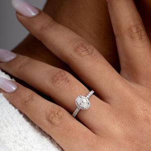 ROOK 1.20ct | Oval Halo Natural Diamond Engagement Ring in 18ct White Gold