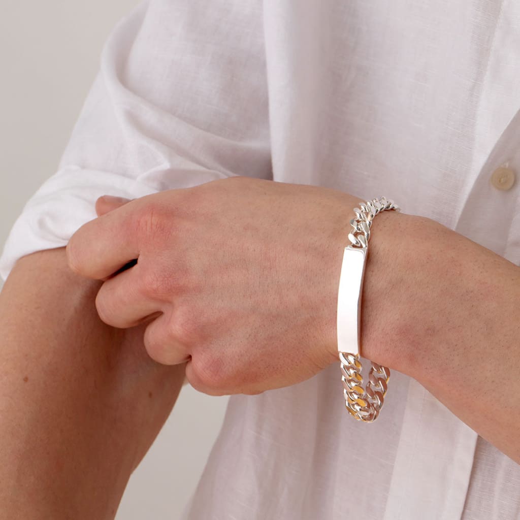 Gents Curb ID Bracelet | Sterling Silver - Bracelet