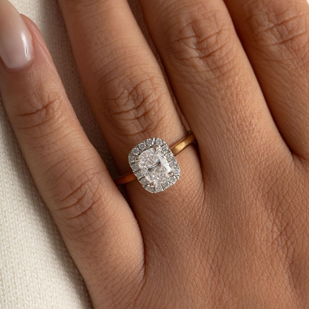 RORY | Cushion Halo Lab Diamond Set in 18ct Gold 1.20ct