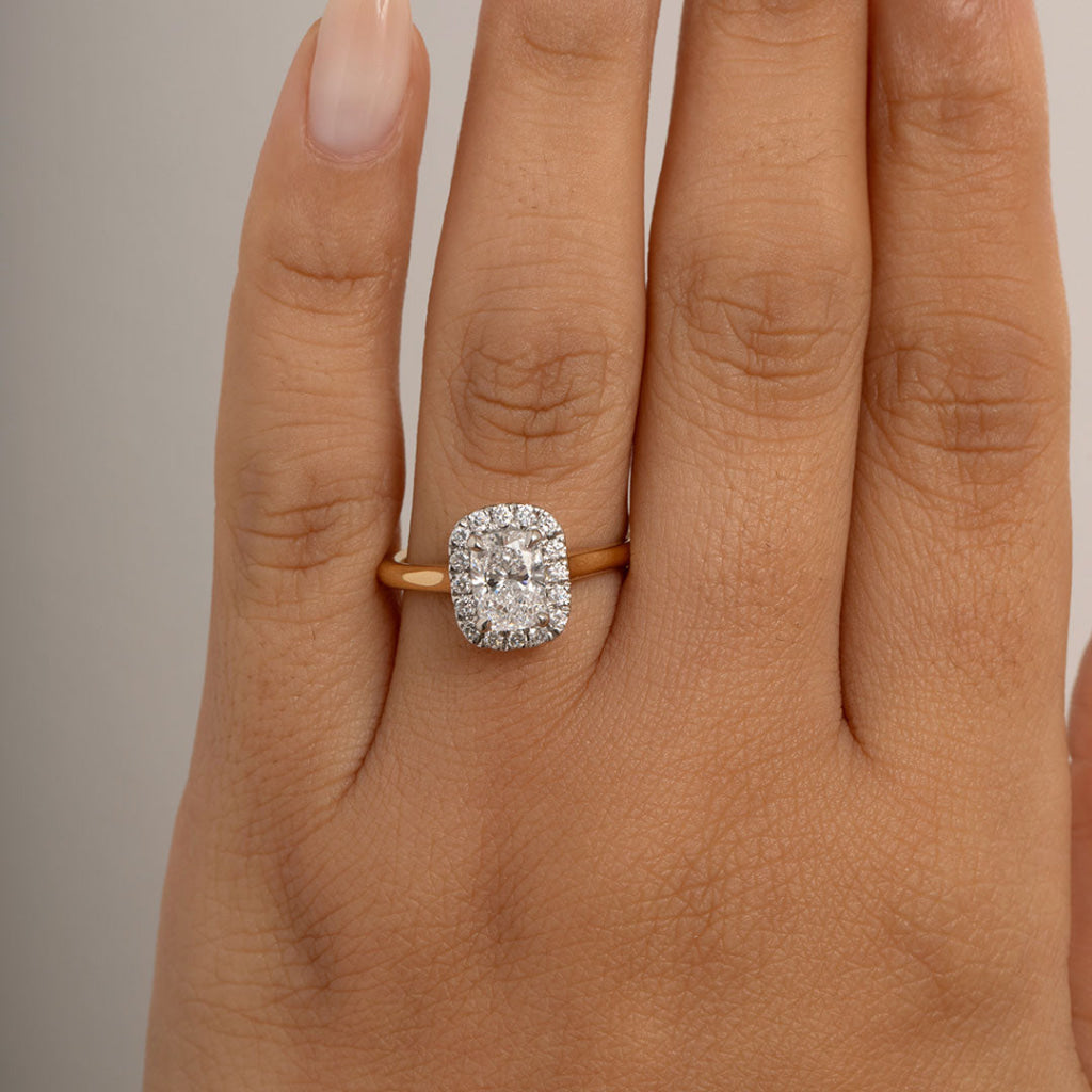 RORY | Cushion Halo Lab Diamond Set in 18ct Gold 1.20ct