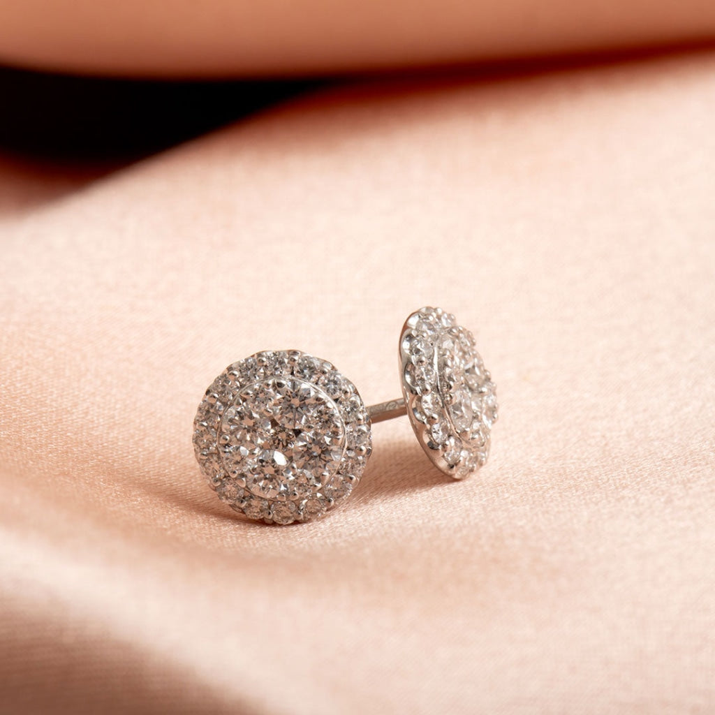 Round Cluster Diamond Earrings .66ct