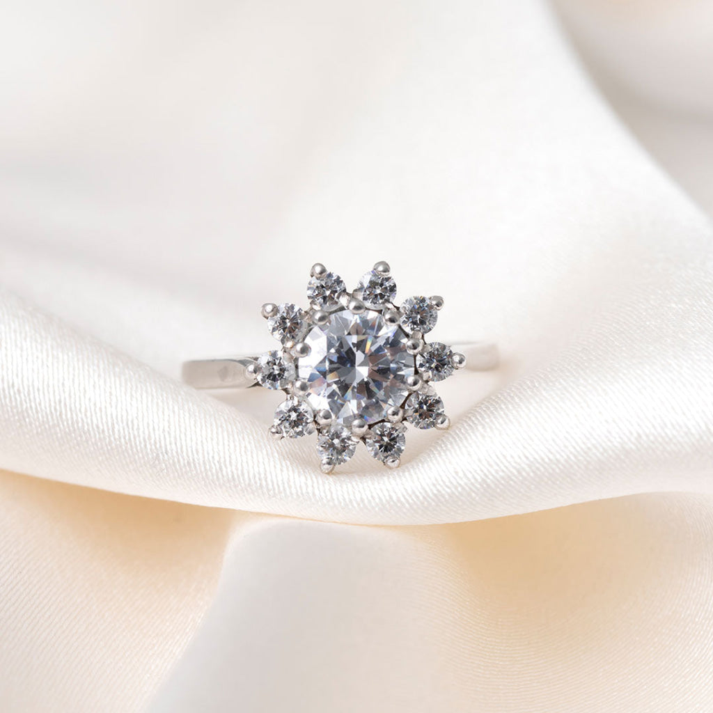 Round Cubic Zirconia Cluster Ring | 9ct White Gold