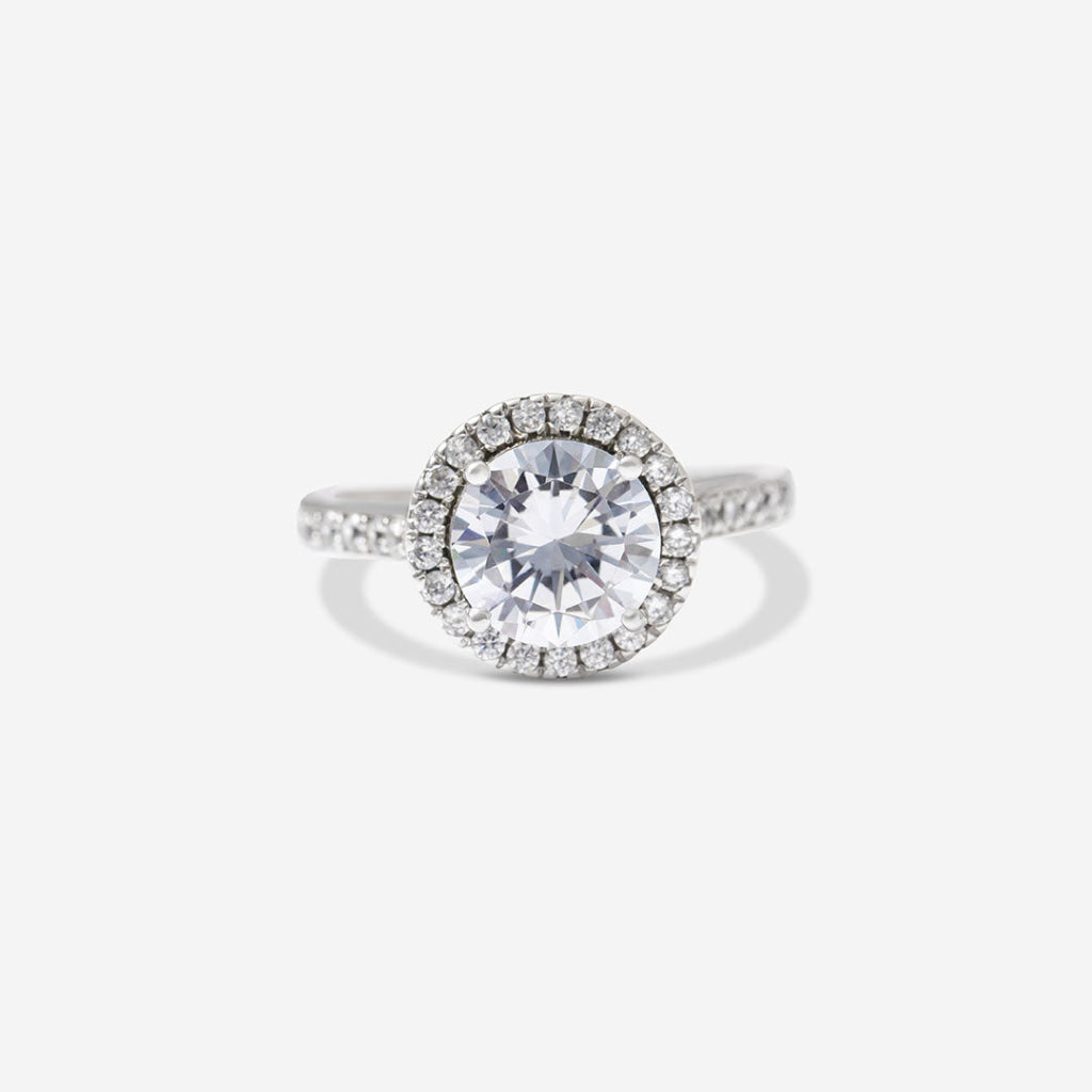 CZ Round Halo Ring | Sterling Silver - Rings