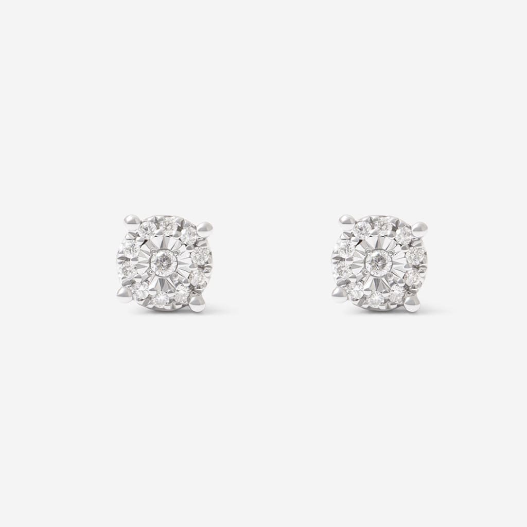Round Halo Diamond Earrings - 0.13ct | 9ct White Gold