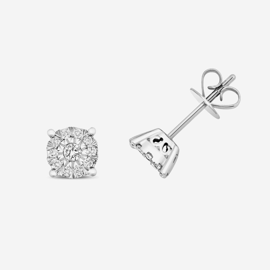 Round Halo Diamond Earrings - 0.28ct | 9ct White Gold