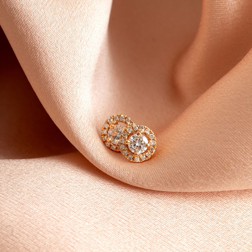 Round Halo Diamond Earrings - 0.30 CT