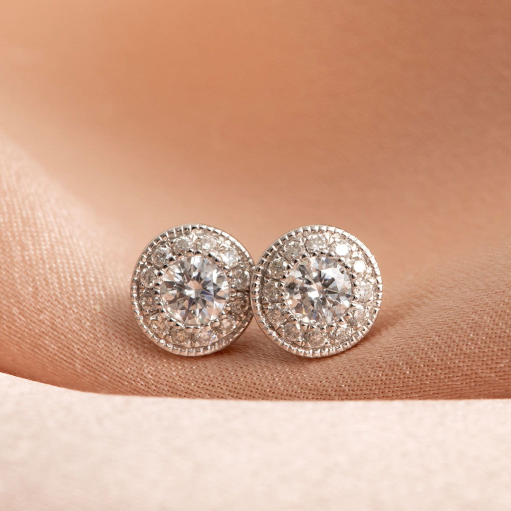 Round Halo Diamond Earrings - 0.33 CT