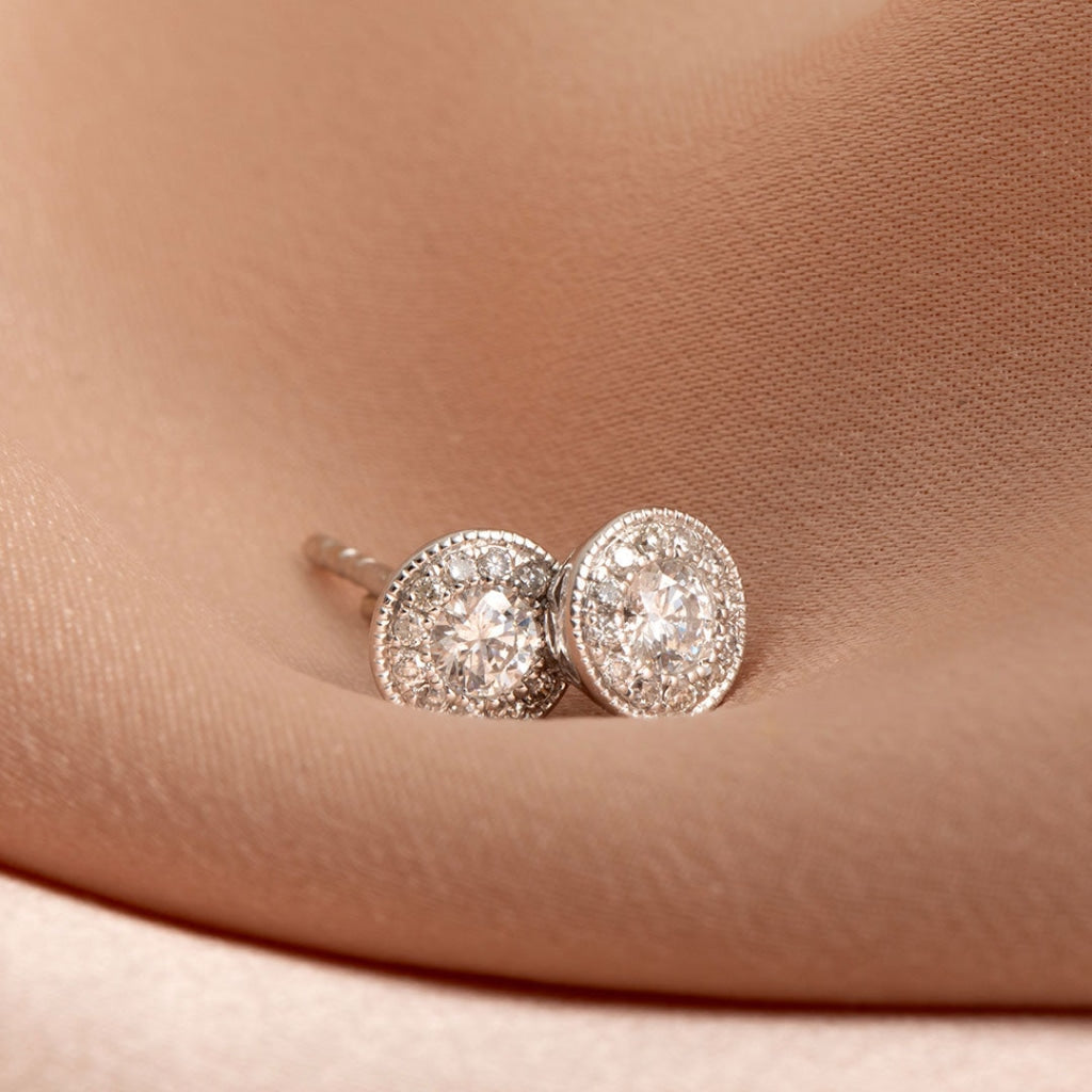 Round Halo Diamond Earrings - 0.33 CT new