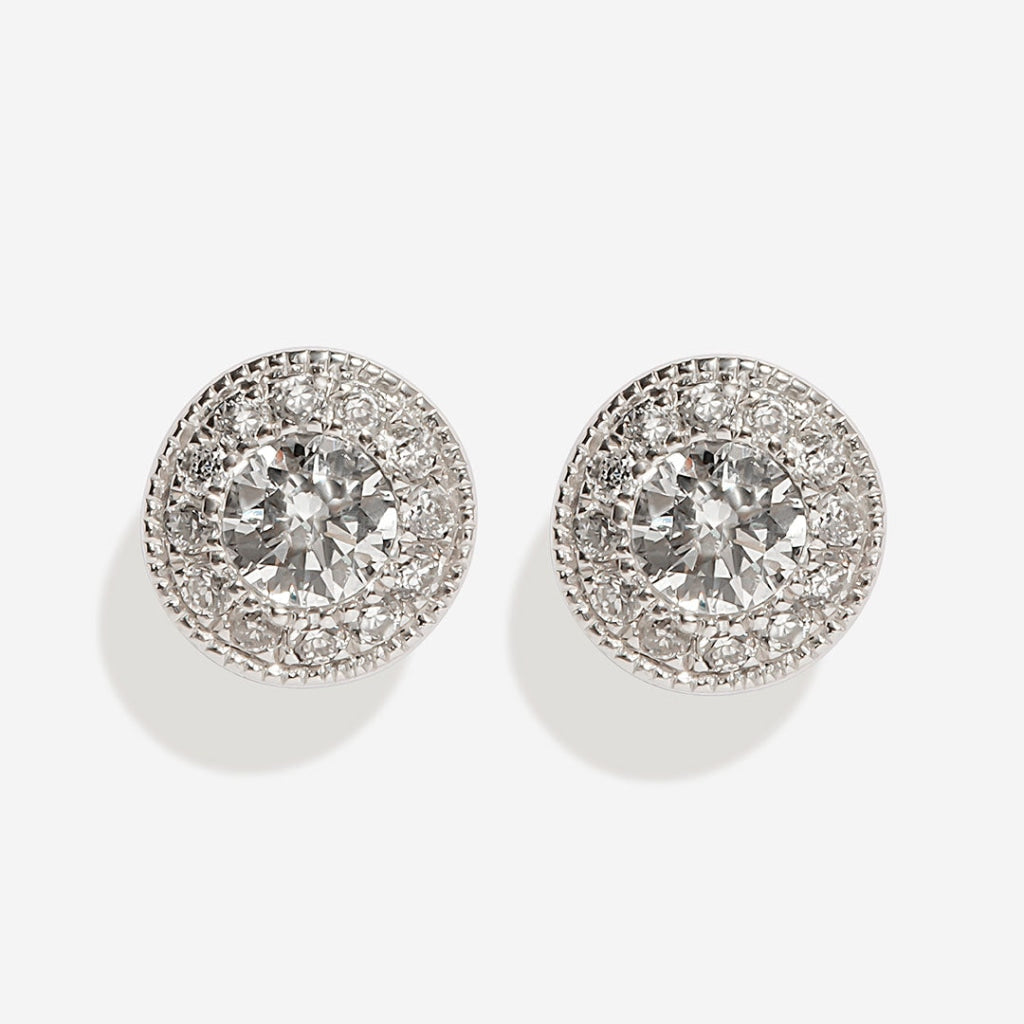 Round Halo Diamond Earrings - 0.33 CT on white back