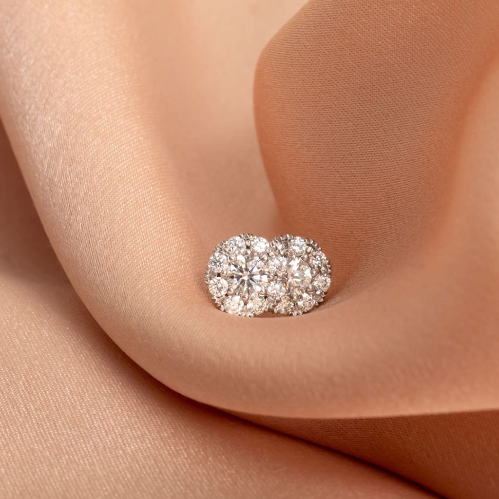 Round Halo Diamond Earrings - 0.52ct | White Gold