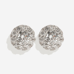 Round Halo Diamond Earrings - 0.75ct | 18ct White Gold