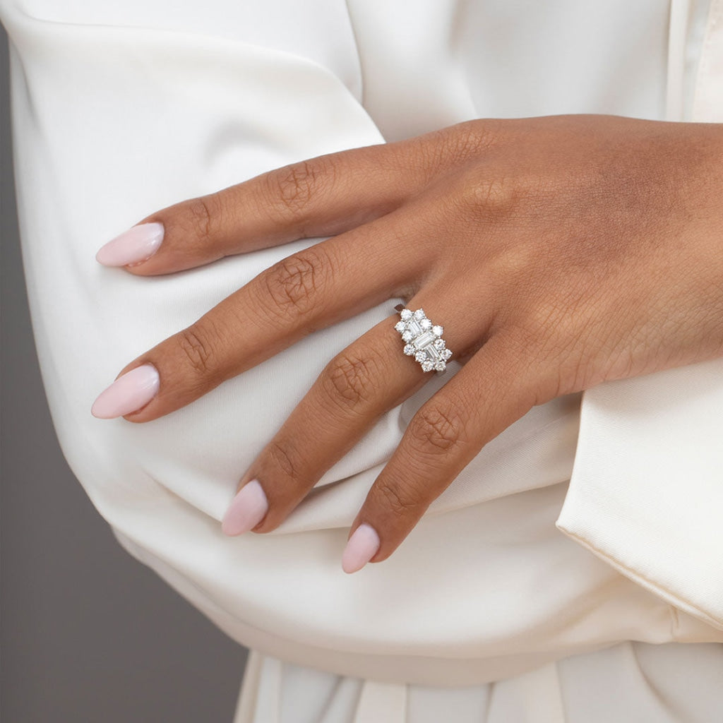 Cluster Ring on ladies hand