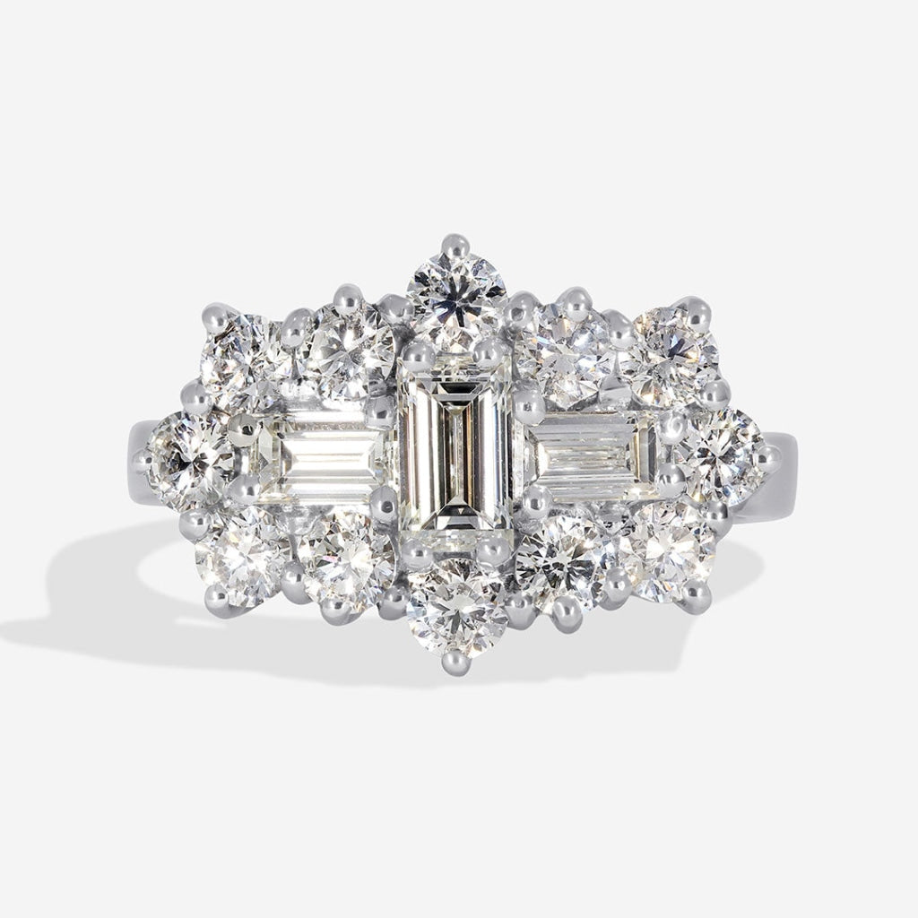 Platinum Boat Shape Diamond Engagement Ring Gear Jewellers 2