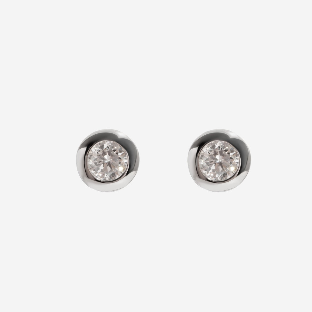 Rub Over Diamond Earrings - 0.25 CT | 9ct White Gold -