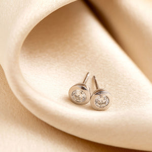 Rub Over Diamond Earrings - 0.50ct | 9ct White Gold