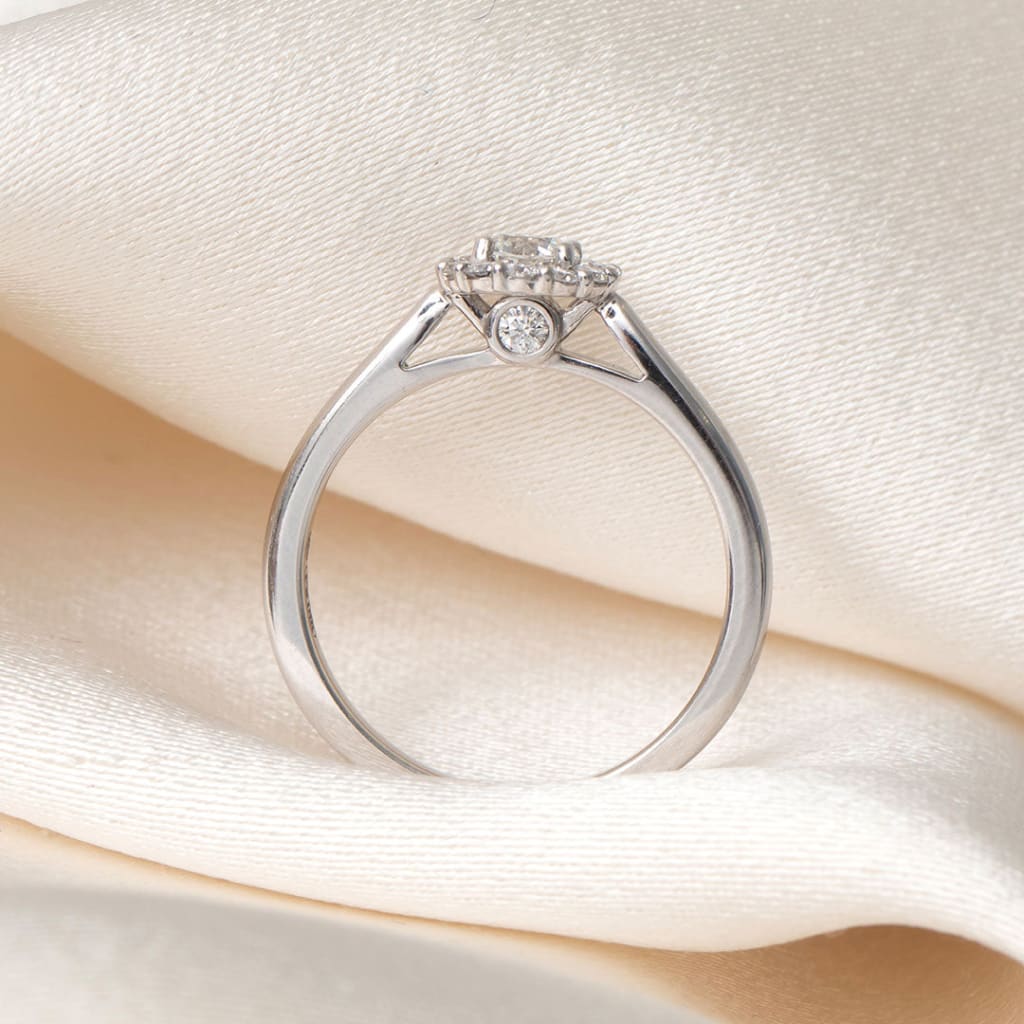RUBY 0.50ct | Round Halo Diamond Engagement Ring in 18ct