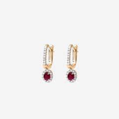 Ruby & Diamond Drop Earrings | 9ct Gold - Earrings