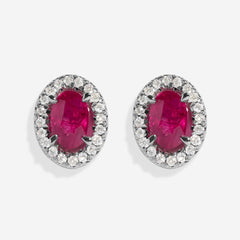 ruby halo earring on white background