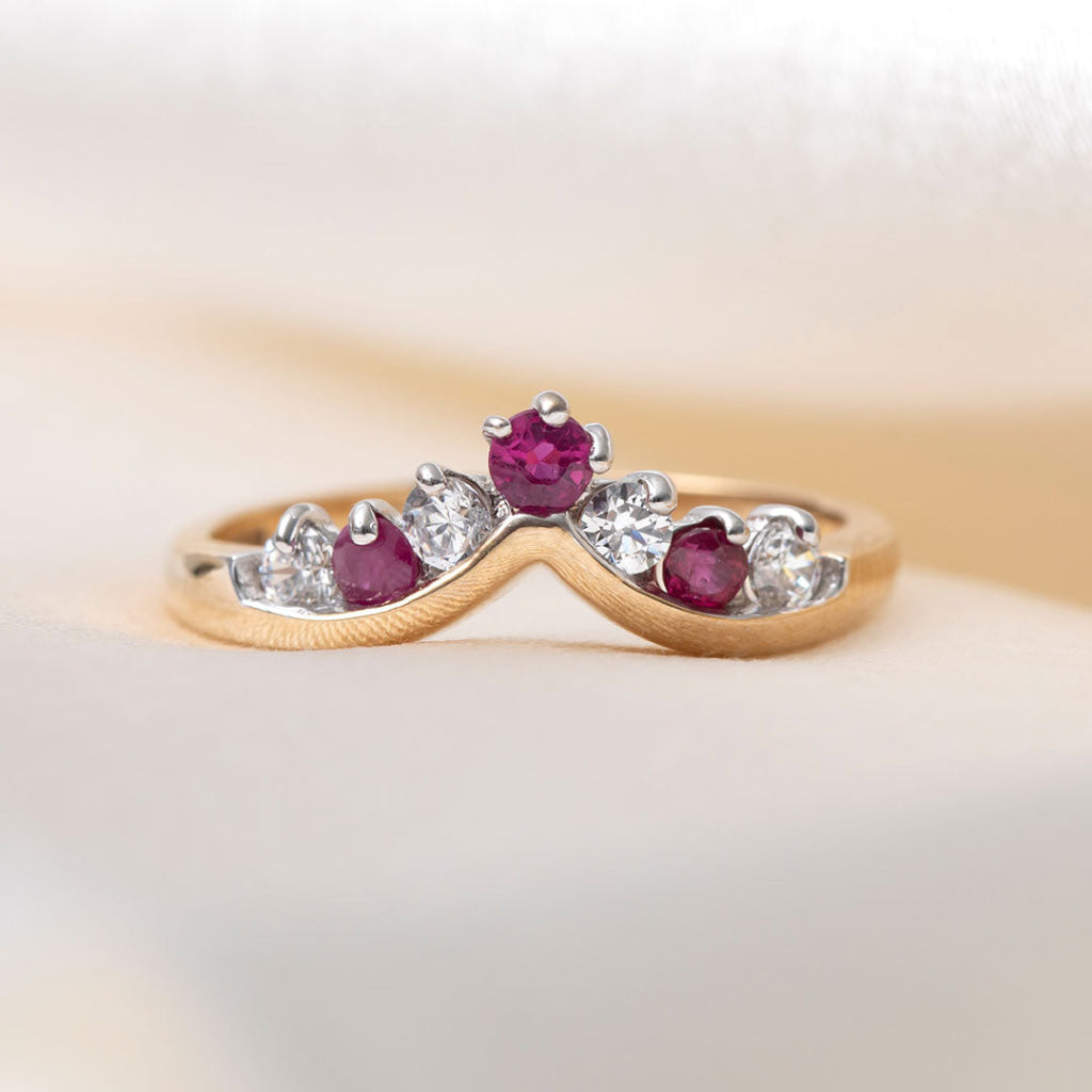 Ruby and Zirconia Ring | 9ct Gold - M