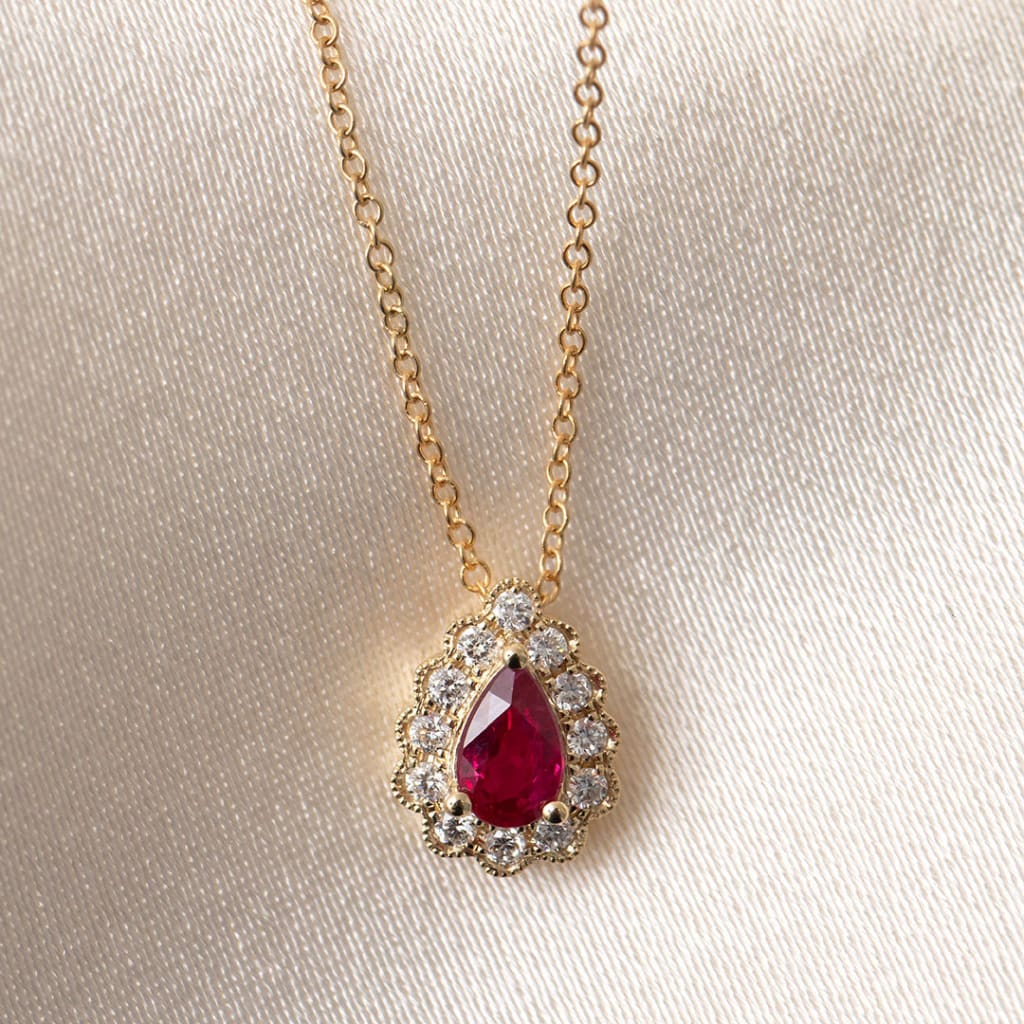 Rúna | Ruby & Diamond Necklace in 9ct Gold - Necklace