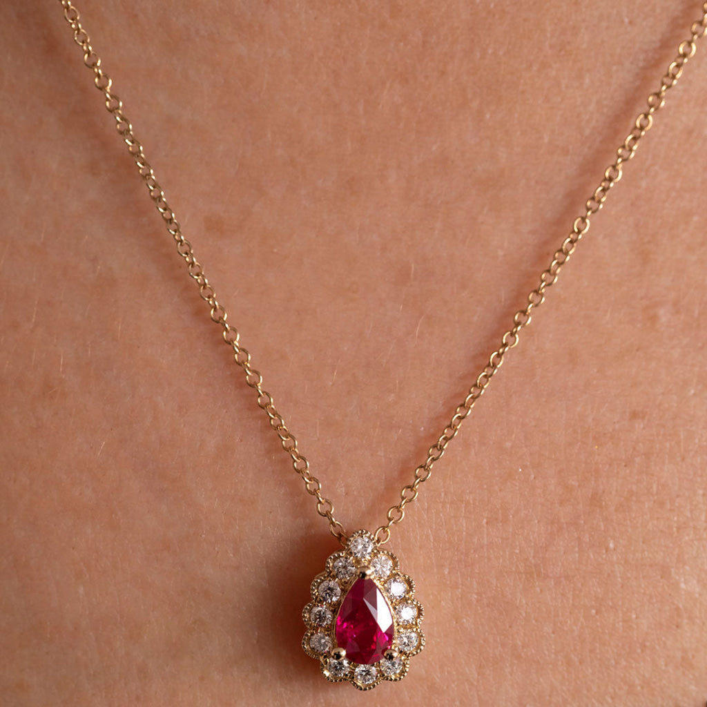 Rúna | Ruby & Diamond Necklace in 9ct Gold - Necklace