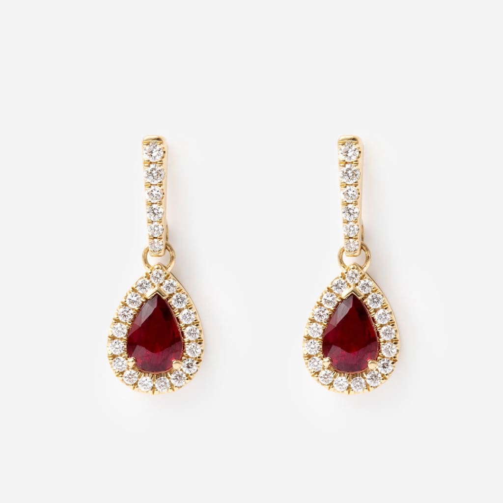 Ruth Ruby & Diamond Earrings | 18ct Gold - Earrings