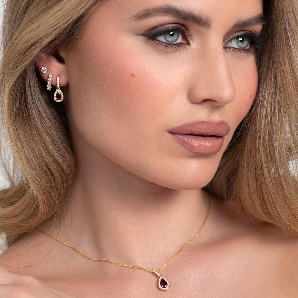 Ruth | Ruby & Diamond Earrings in 18ct Gold - Earrings