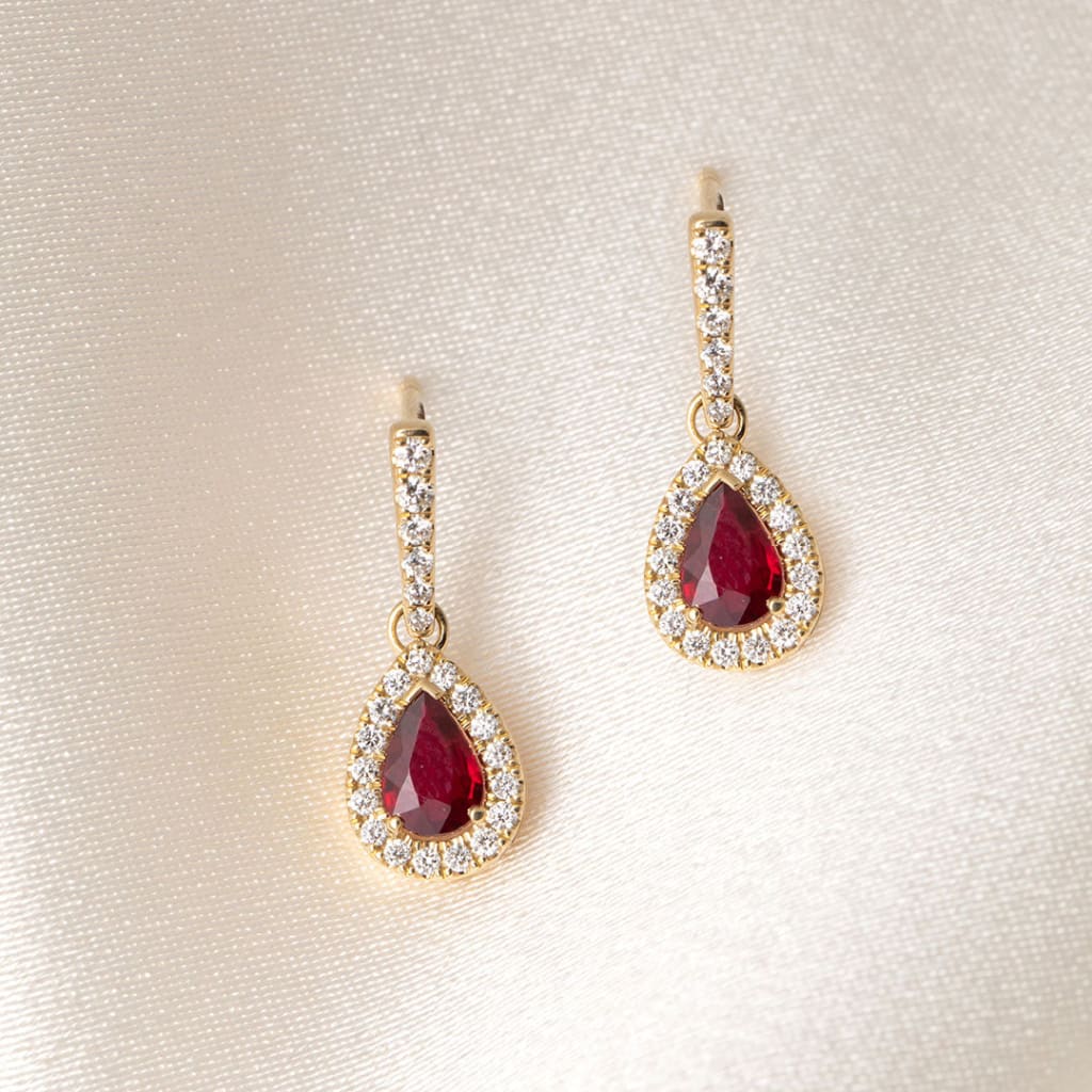 Ruth Ruby & Diamond Earrings | 18ct Gold - Earrings