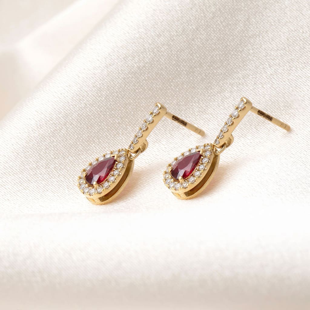 Ruth Ruby & Diamond Earrings | 18ct Gold - Earrings