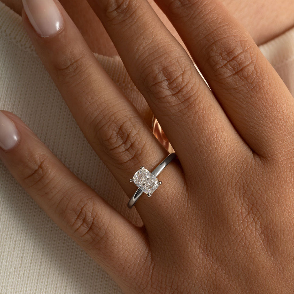 SADIE 1ct | Cushion Solitaire Lab Diamond Set in Platinum