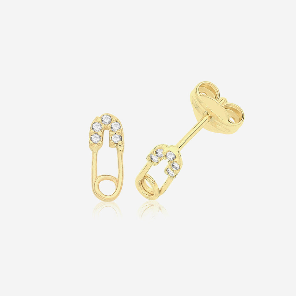 Safety Pin Earrings | 9ct Gold