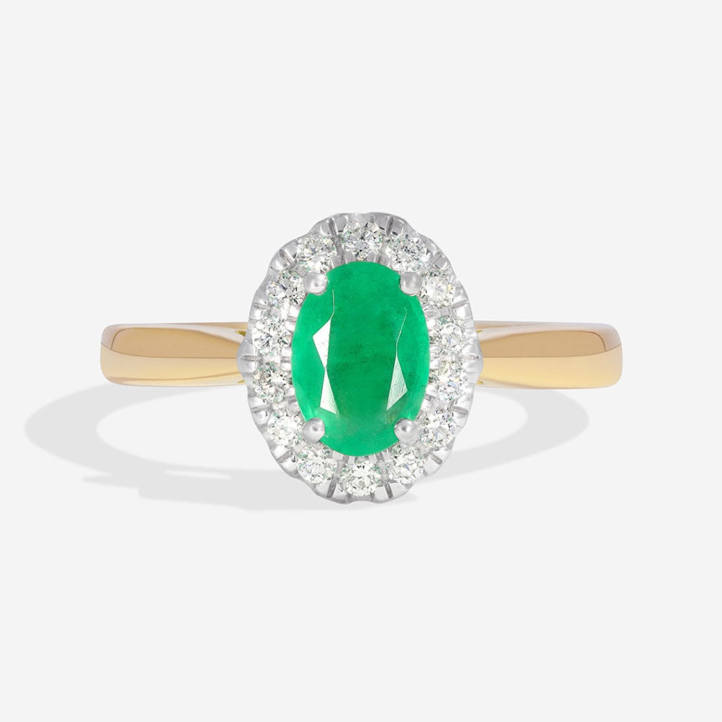 Sage 18ct Gold Emerald & Diamond Ring