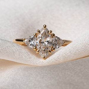 SANDY 1.50ct | Marquise 3-Stone Lab Grown Diamond Engagement Ring in 18ct Gold