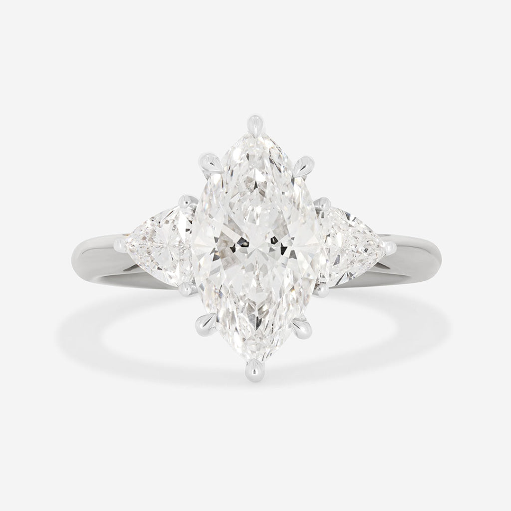 SANDY | Marquise 3-Stone Lab Diamond Set in Platinum - Rings