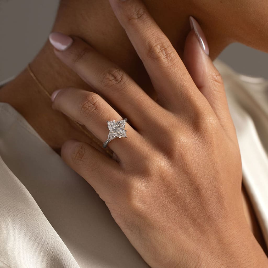 Sandy | Marquise 3-Stone Lab Diamond Set in Platinum - Rings